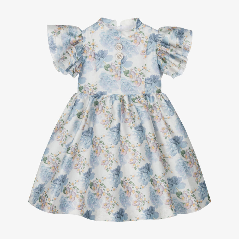 Irpa-Платье из атласа с сапфировыми цветами для девочек | Childrensalon Outlet