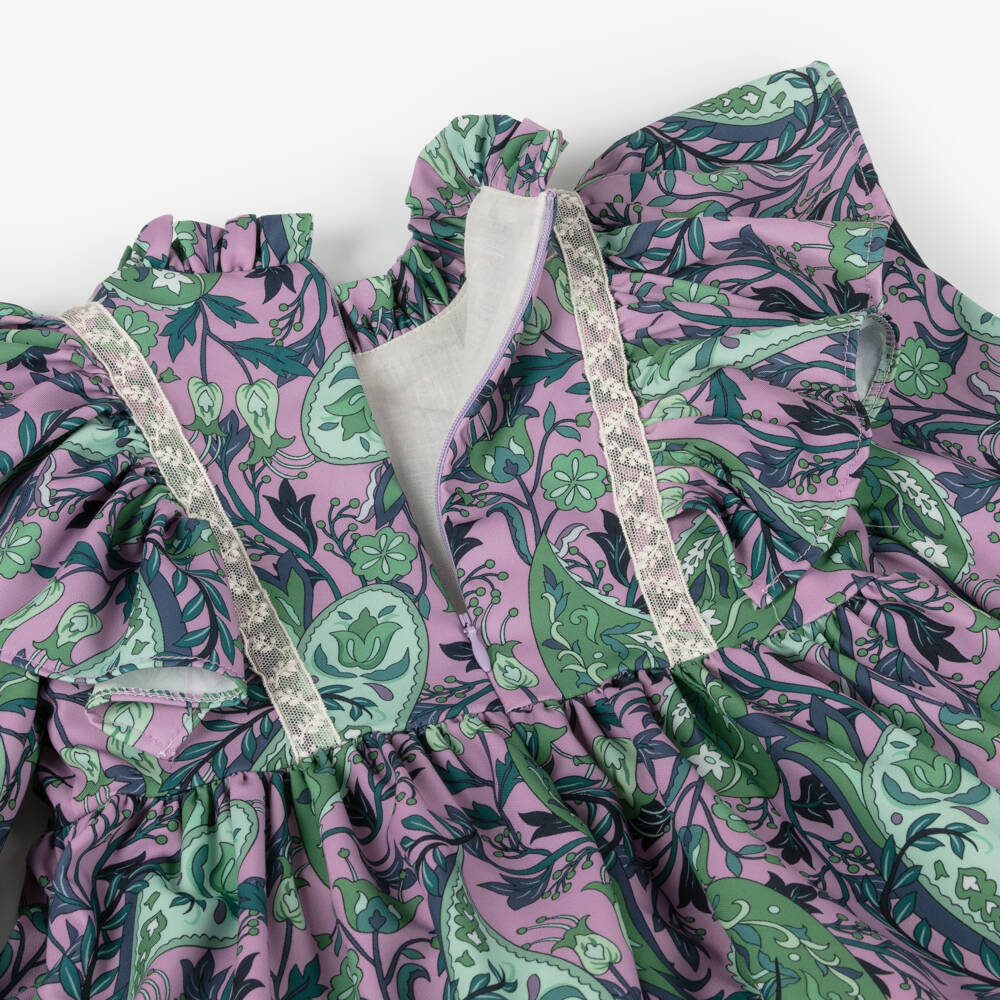 Irpa-فستان بطبعة ورود ساتان لون بنفسجي | Childrensalon Outlet