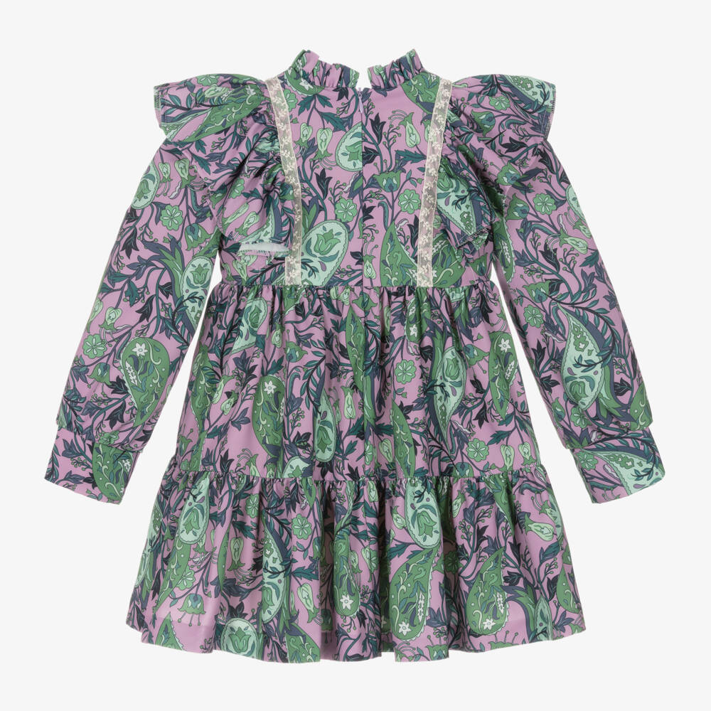 Irpa-فستان بطبعة ورود ساتان لون بنفسجي | Childrensalon Outlet