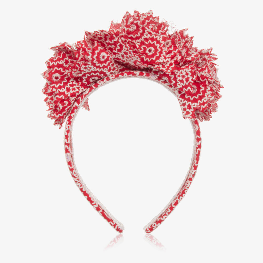 Irpa-Ободок с цветочным узором для девочек в алом цвете | Childrensalon Outlet