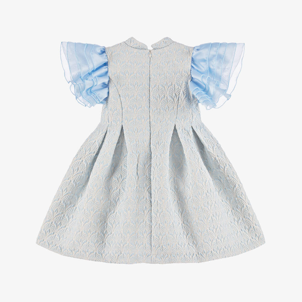 Irpa-Girls Shimmery Blue Bow Gown | Childrensalon Outlet