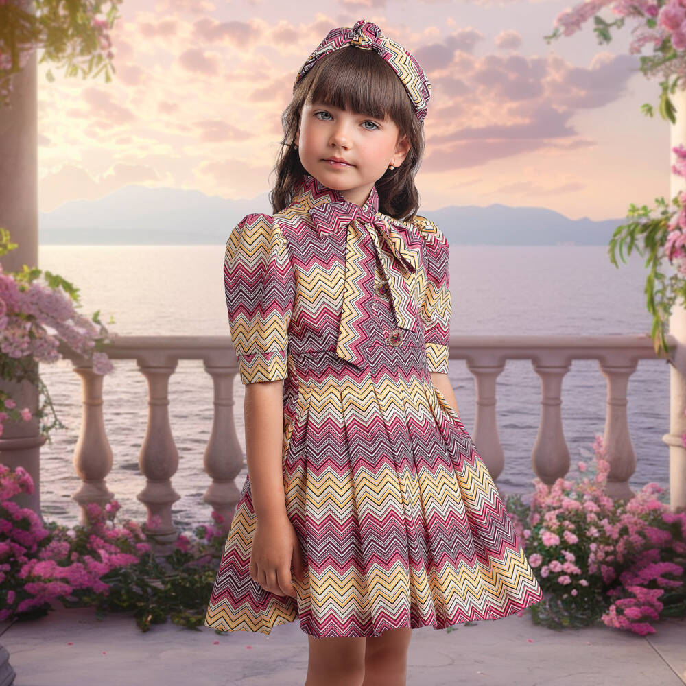 Irpa-Платье зигзаг для девочек с узором солнце и розы | Childrensalon Outlet