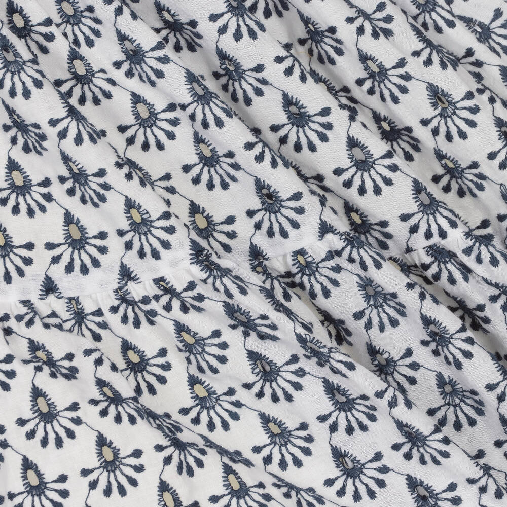 Irpa-Girls White & Blue Embroidered Dress | Childrensalon Outlet