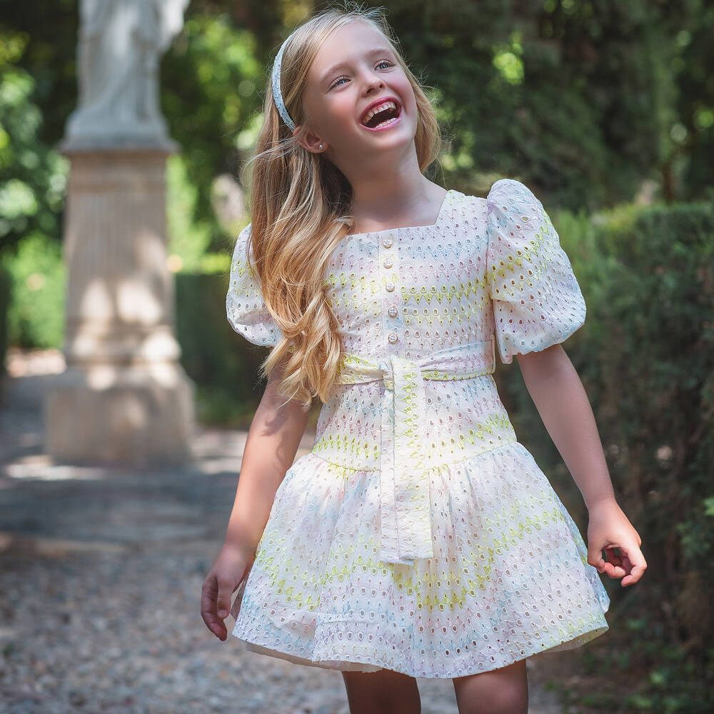 Irpa-فستان قطن برودوري لون أبيض | Childrensalon Outlet