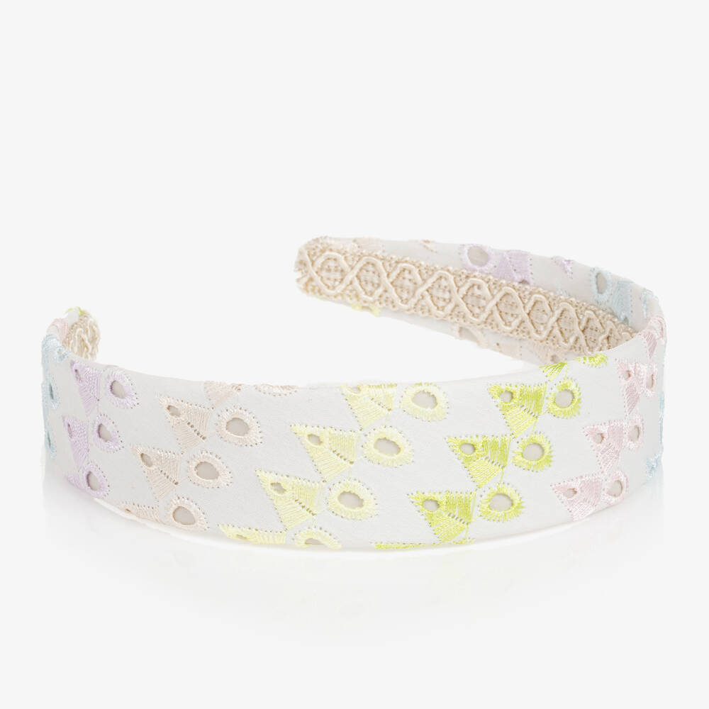 Irpa-Girls White Broderie Anglaise Hairband | Childrensalon Outlet