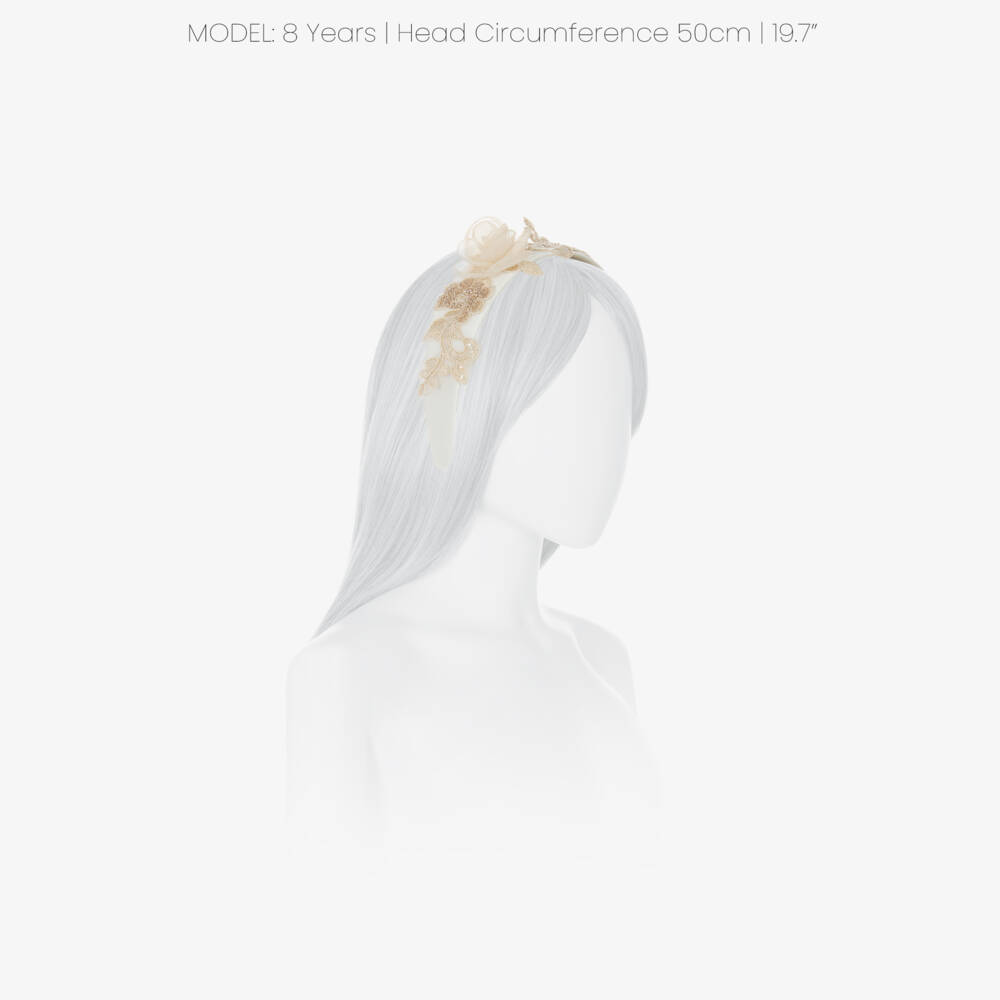 Irpa-Girls White & Champagne Gold Floral Hairband | Childrensalon Outlet