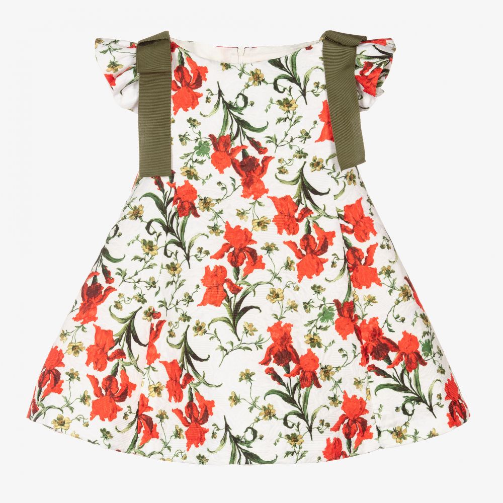 Irpa - Girls White & Red Floral Dress | Childrensalon