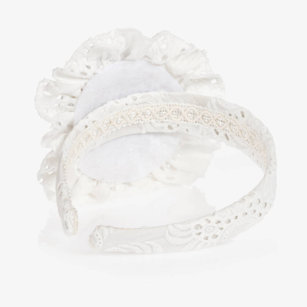 Irpa-Girls White Rosette Hairband | Childrensalon Outlet