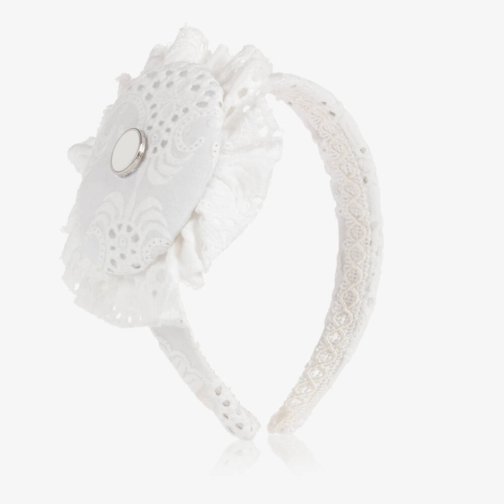 Irpa - Girls White Rosette Hairband | Childrensalon