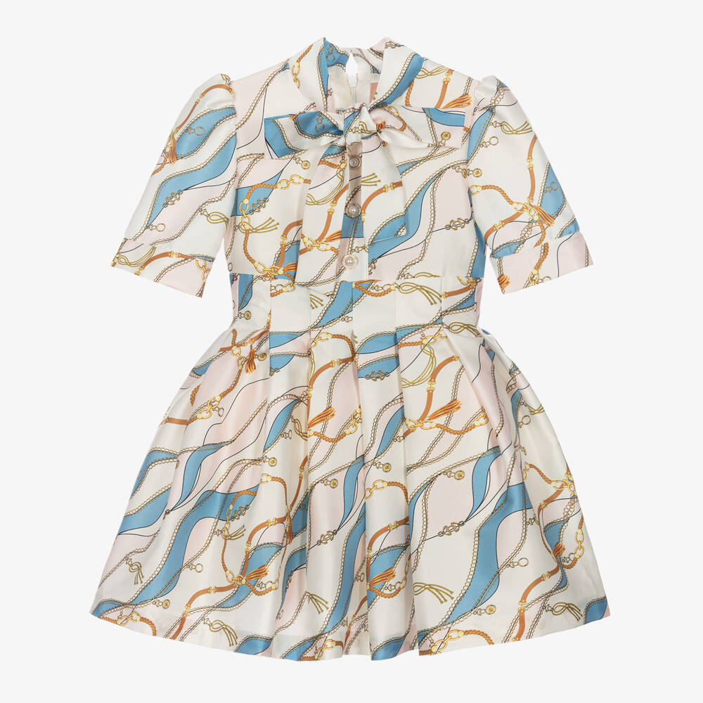 Satin chain print dress cheap