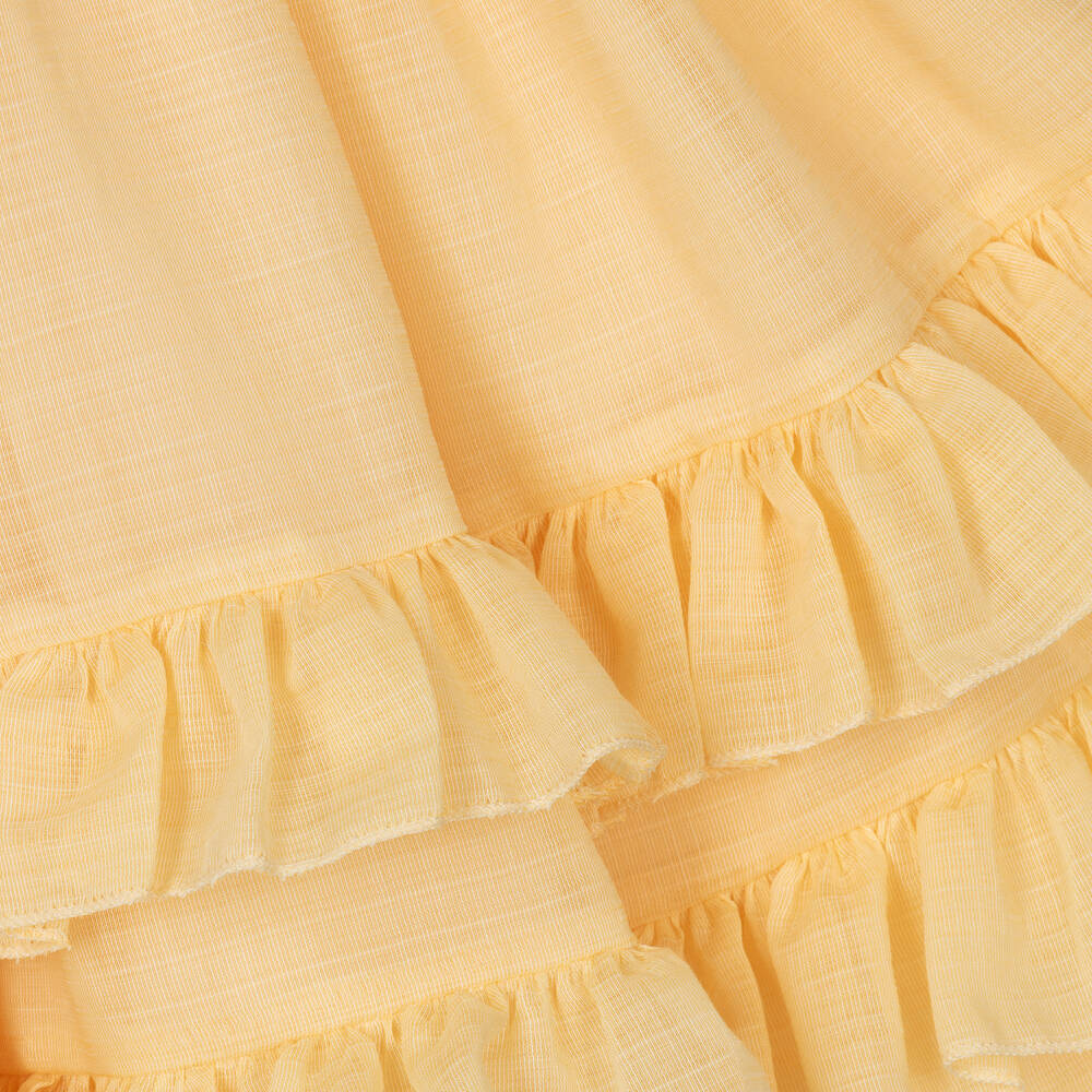 Irpa-Girls Yellow Puffed Sleeve Dress | Childrensalon Outlet