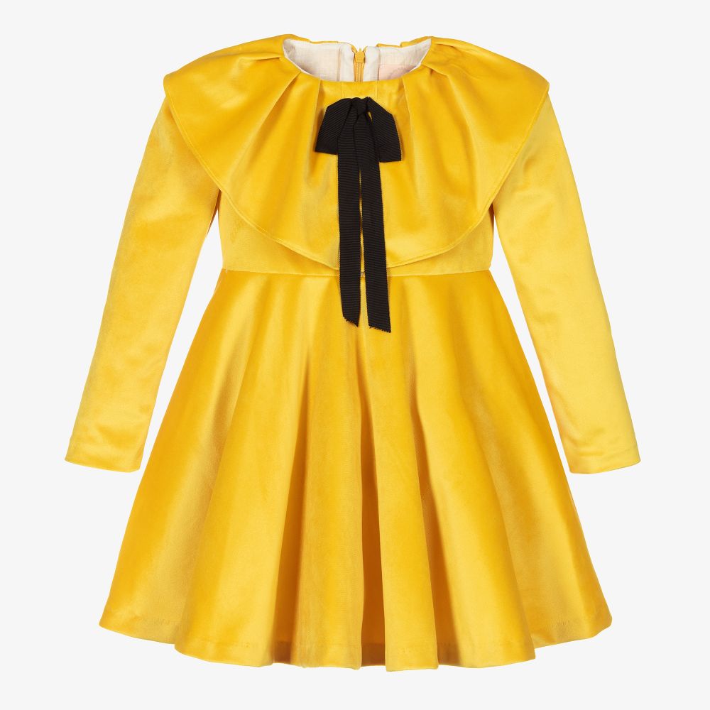 Irpa-Желтое бархатное платье для девочек | Childrensalon Outlet