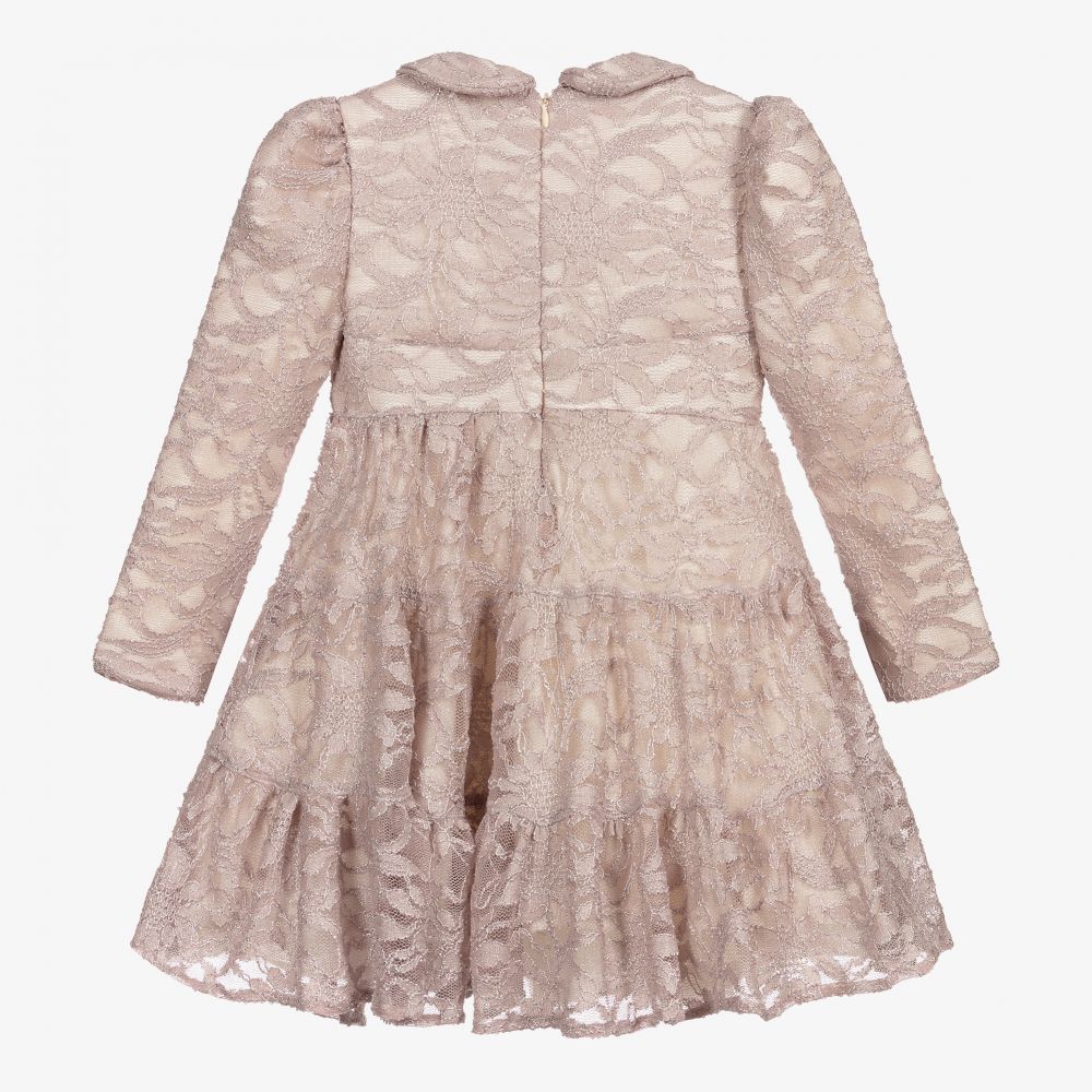 Irpa-Pink Glitter Lace Dress | Childrensalon Outlet