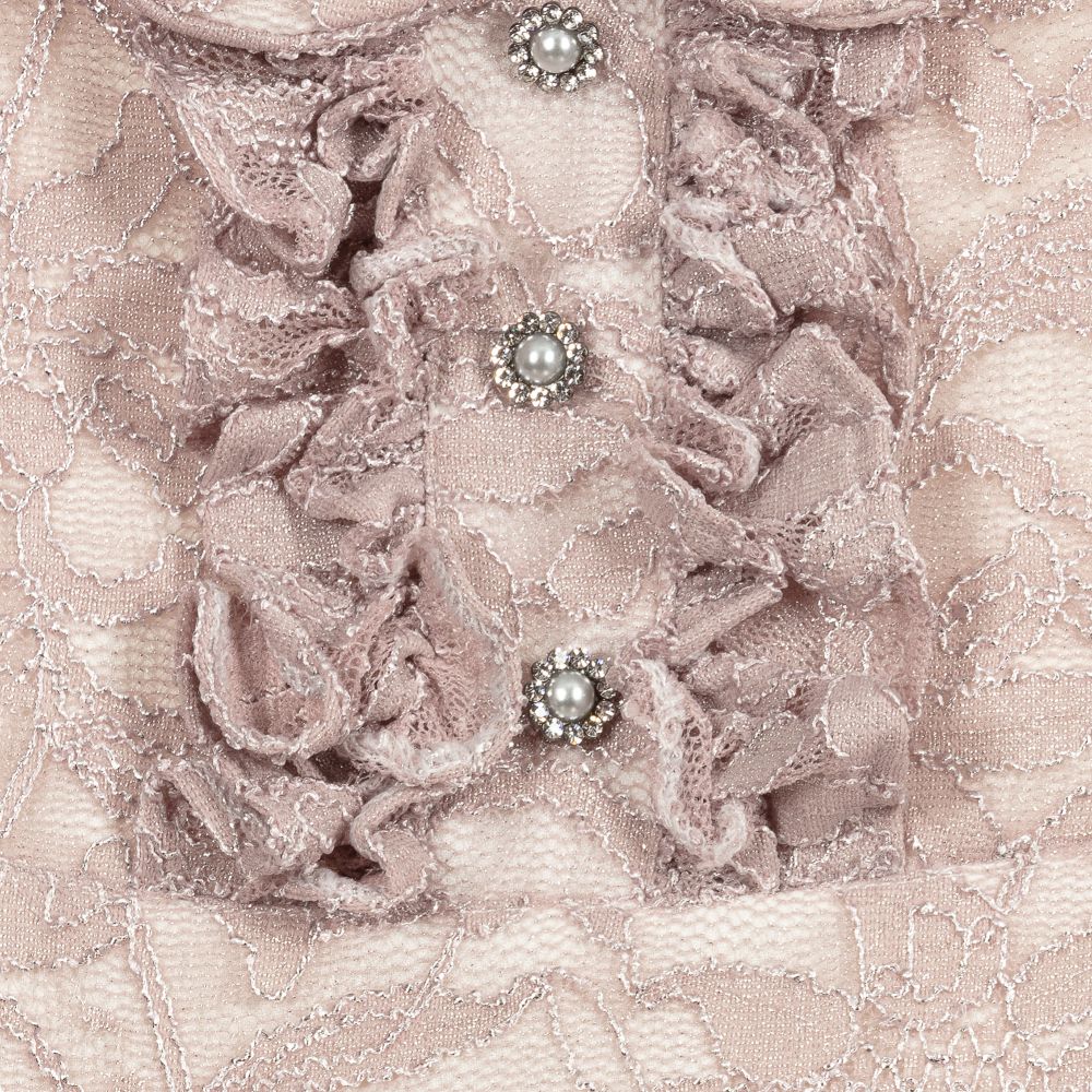 Irpa-Pink Glitter Lace Dress | Childrensalon Outlet