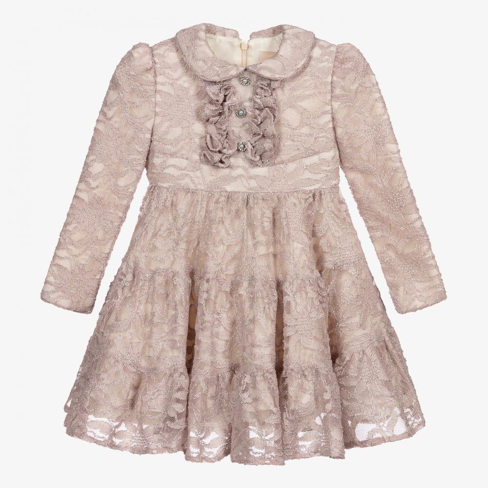 Irpa - Pink Glitter Lace Dress | Childrensalon