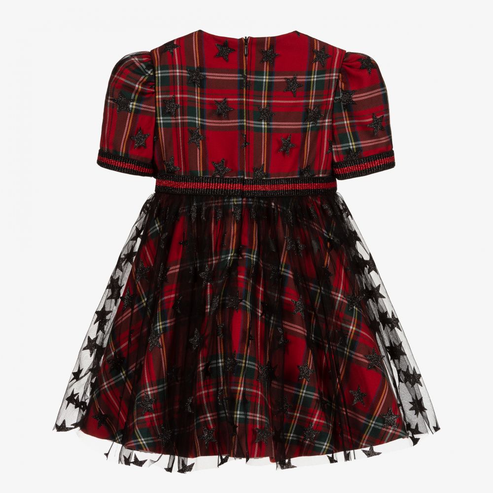 Irpa-Red Tartan & Tulle Dress | Childrensalon Outlet