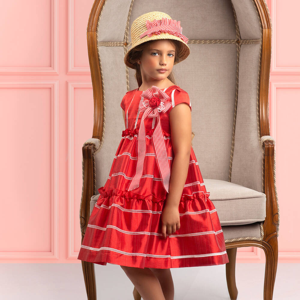Irpa-فستان أورغانزا لون أحمر وأبيض | Childrensalon Outlet