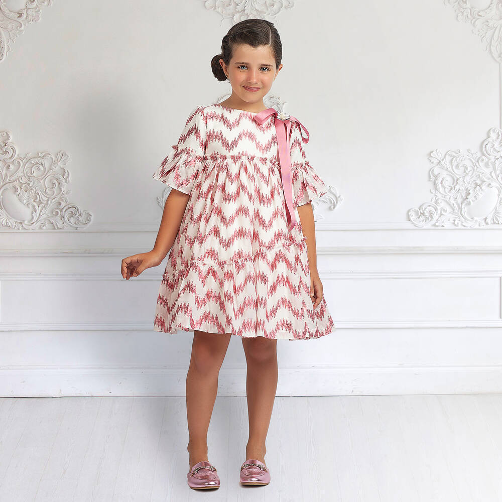 Irpa-White & Pink Chiffon Dress | Childrensalon Outlet