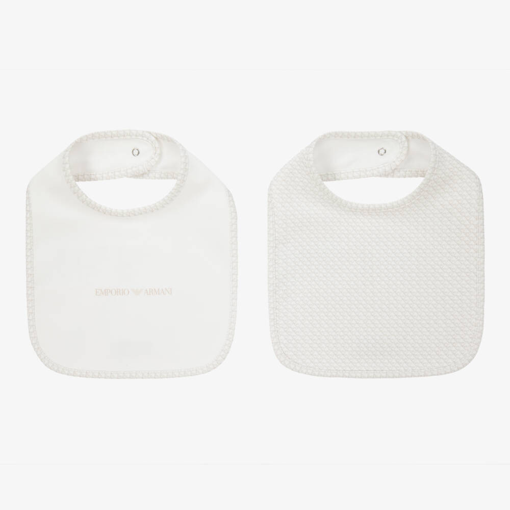 Emporio Armani-Ivory & Beige Bibs (2 Pack) | Childrensalon Outlet