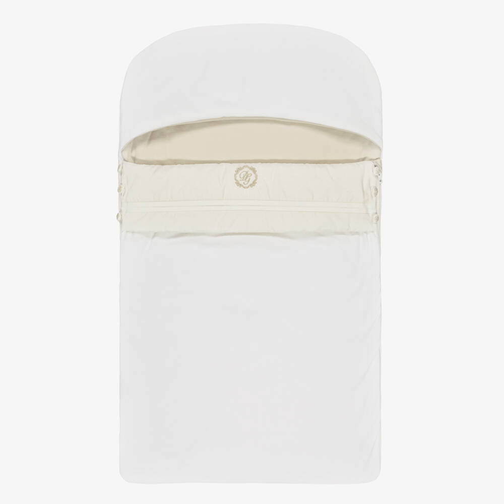 Dolce & Gabbana-Ivory & Beige Cotton Crest Logo Nest (82cm) | Childrensalon Outlet