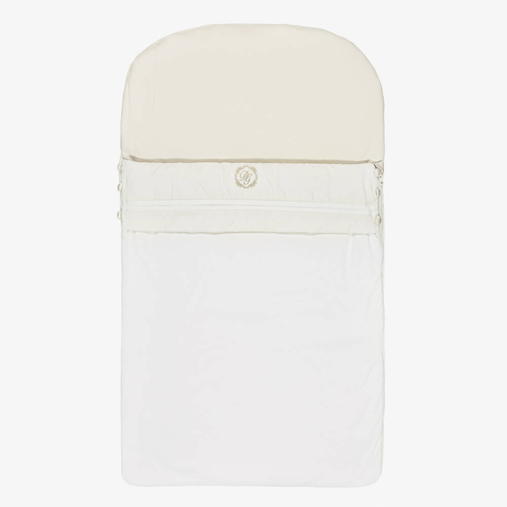 Dolce & Gabbana-Ivory & Beige Cotton Crest Logo Nest (82cm) | Childrensalon Outlet