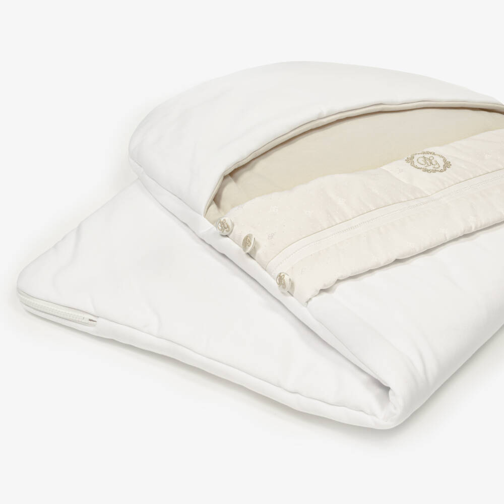 Dolce & Gabbana-Ivory & Beige Cotton Crest Logo Nest (82cm) | Childrensalon Outlet