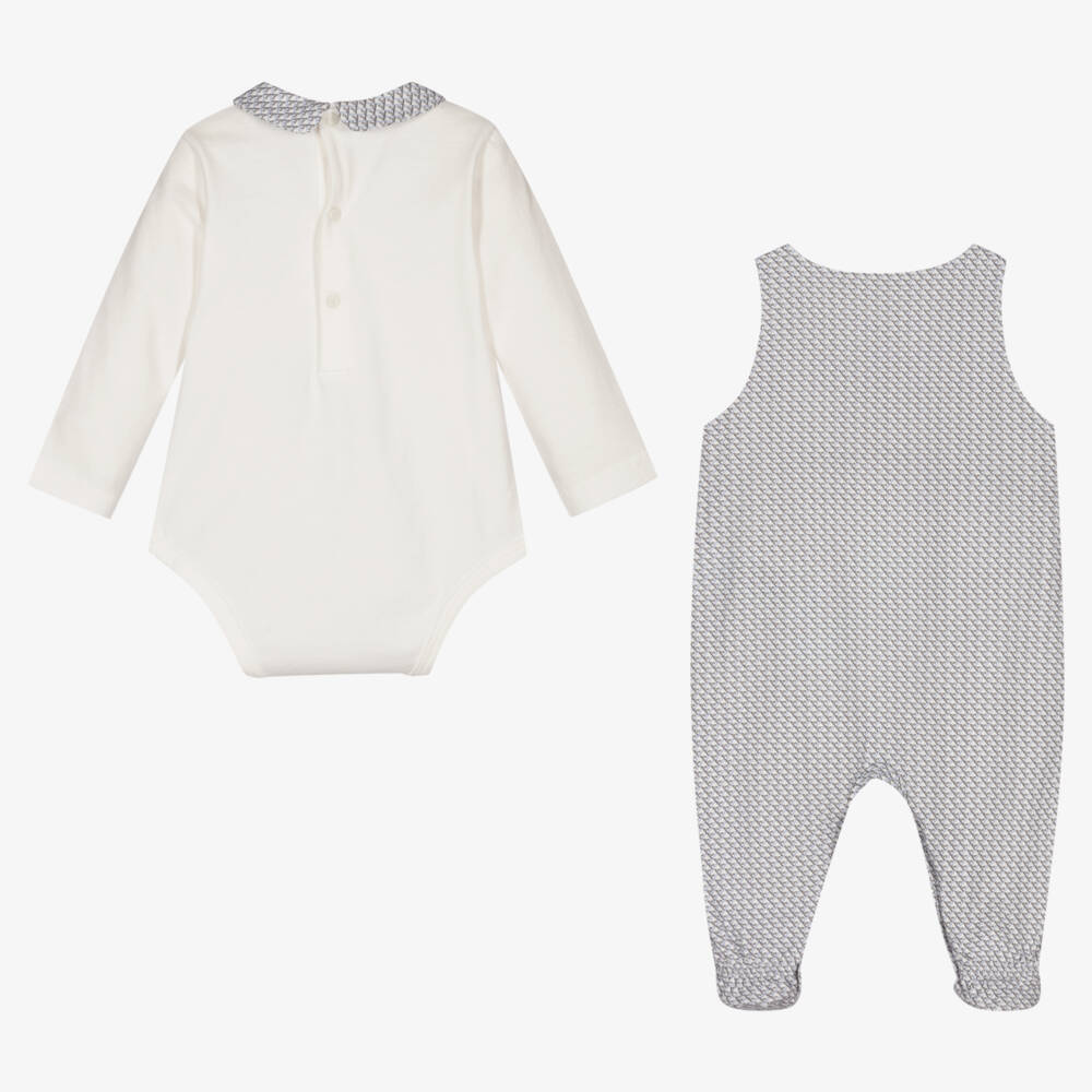 Emporio Armani-Ivory & Blue Babysuit Gift Set | Childrensalon Outlet