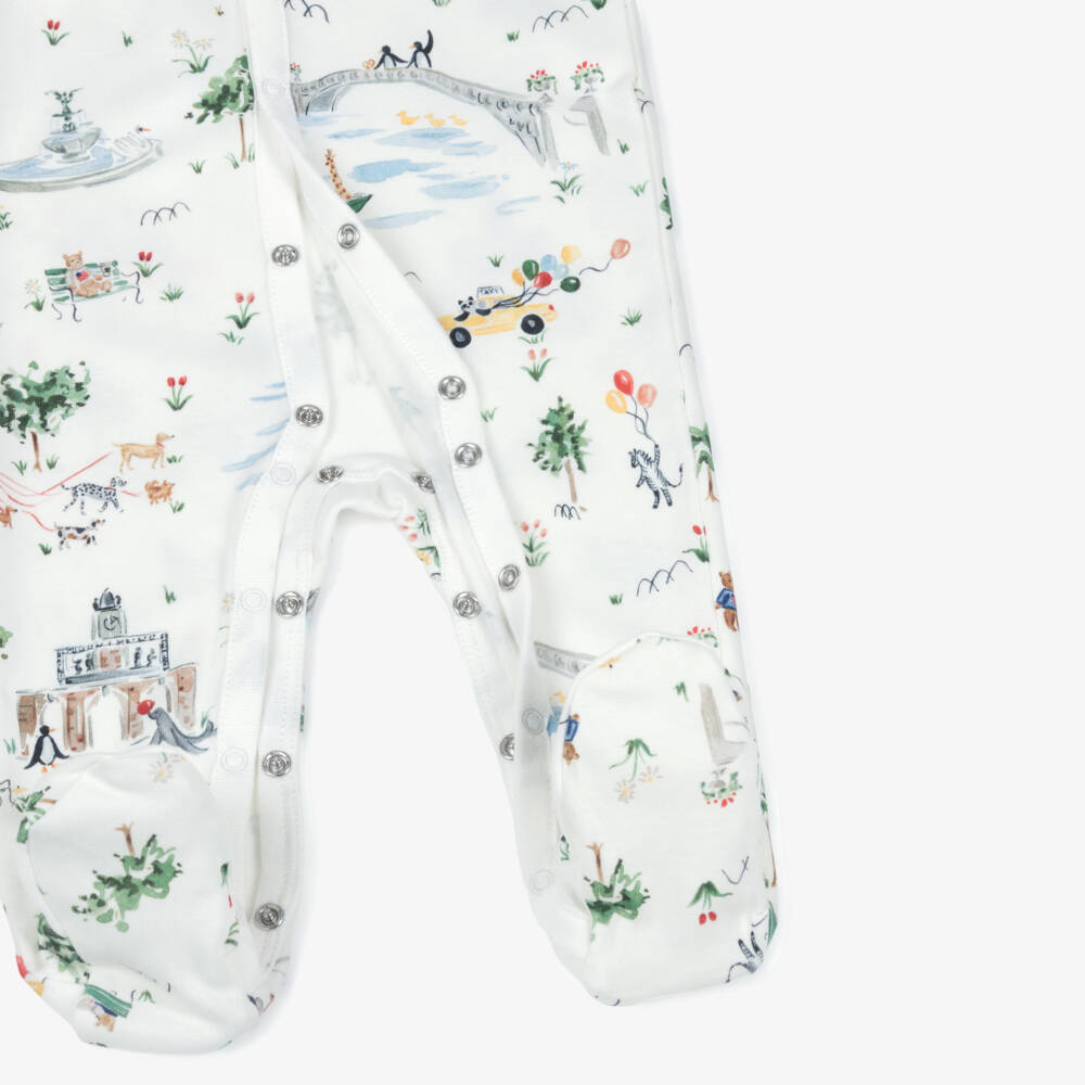 Ralph Lauren-Ivory Central Park Print Cotton Jersey Babygrow | Childrensalon Outlet