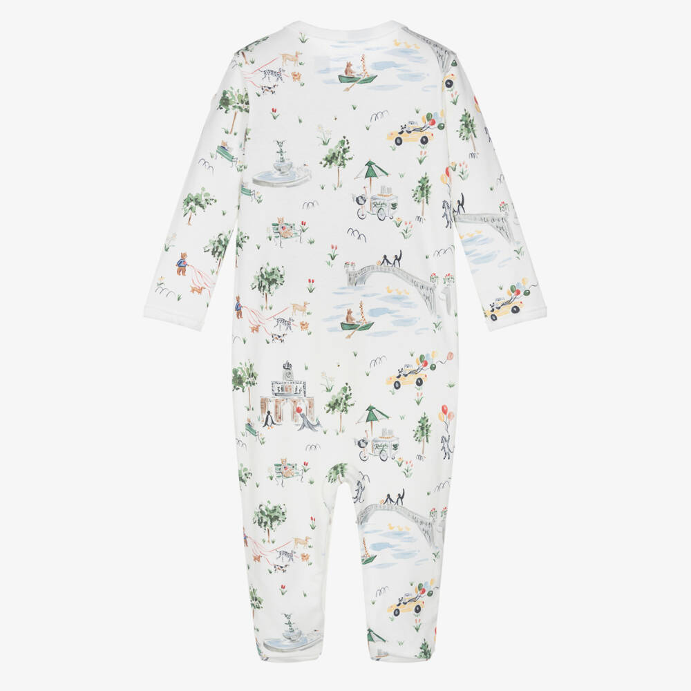 Ralph Lauren-Ivory Central Park Print Cotton Jersey Babygrow | Childrensalon Outlet