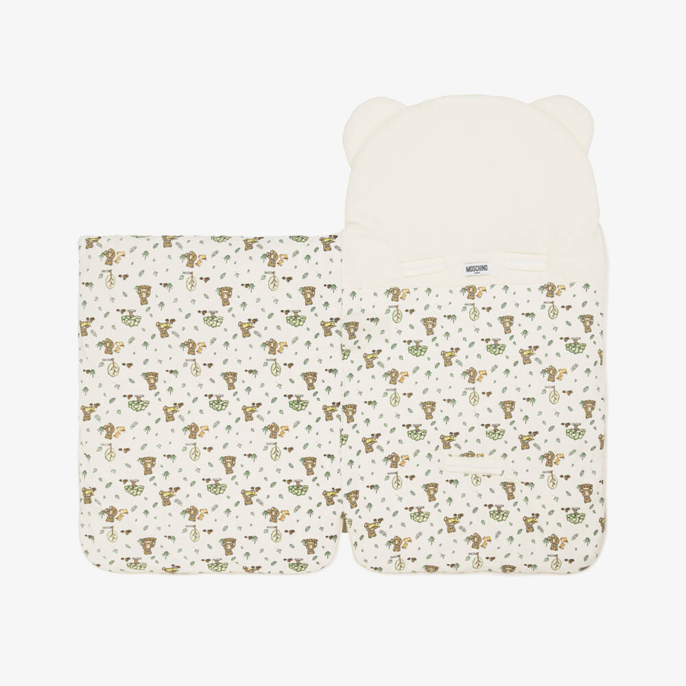 Moschino-Ivory Corduroy Nest with Forest Themed Print (80cm) | Childrensalon Outlet