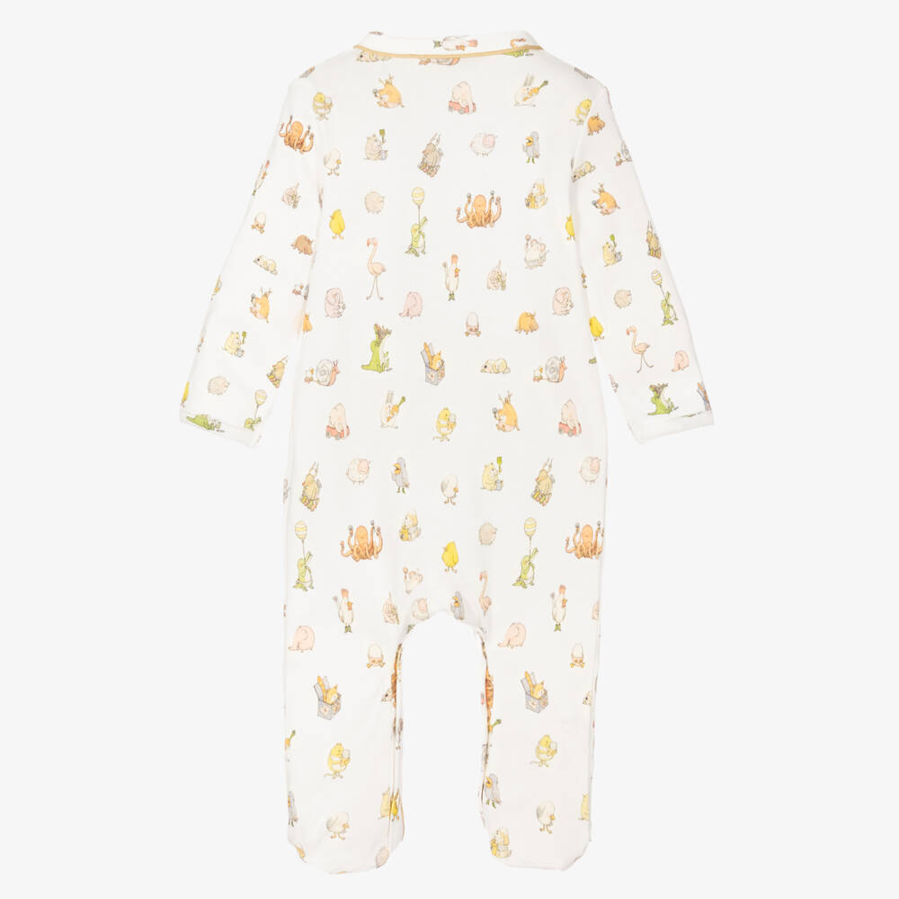 Atelier Choux Paris-Ivory Cotton Animals Babygrow | Childrensalon Outlet