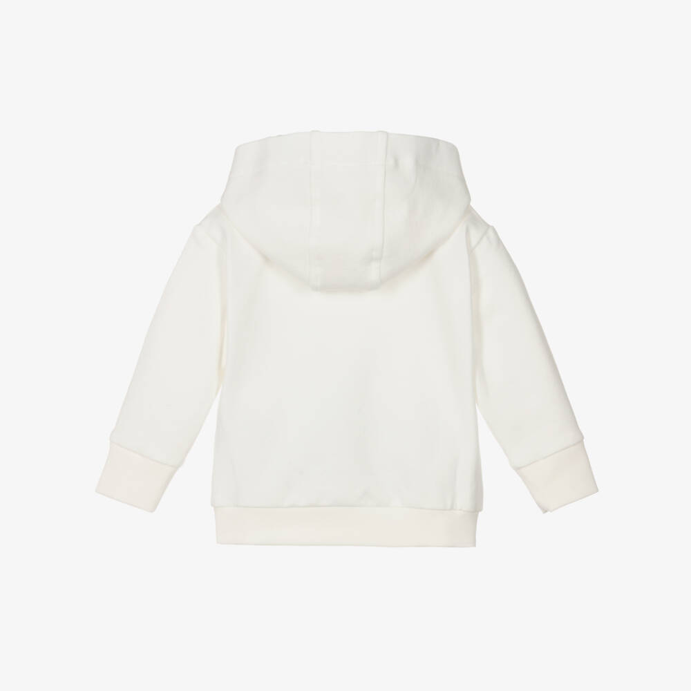 Versace-Ivory Cotton & Cashmere Baby Hoodie with Safety Pin Logo | Childrensalon Outlet