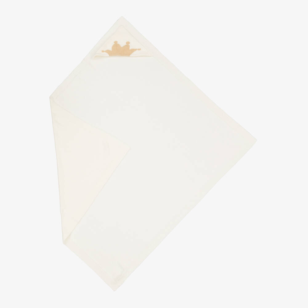 Marie-Chantal-Ivory Cotton & Cashmere Hooded Blanket (95cm) | Childrensalon Outlet