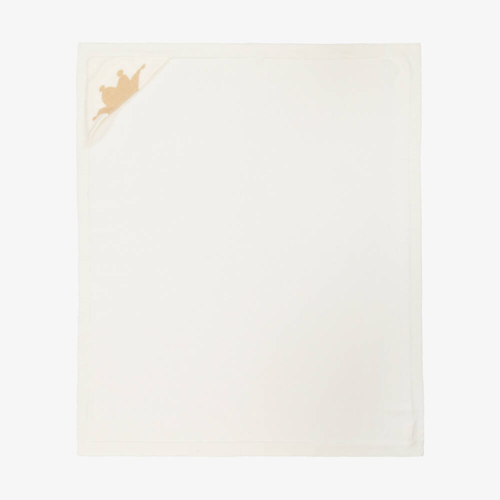 Marie-Chantal-Ivory Cotton & Cashmere Hooded Blanket (95cm) | Childrensalon Outlet