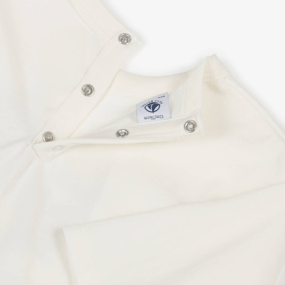 Petit Bateau-Ivory Cotton Cat Top with Script Logo | Childrensalon Outlet