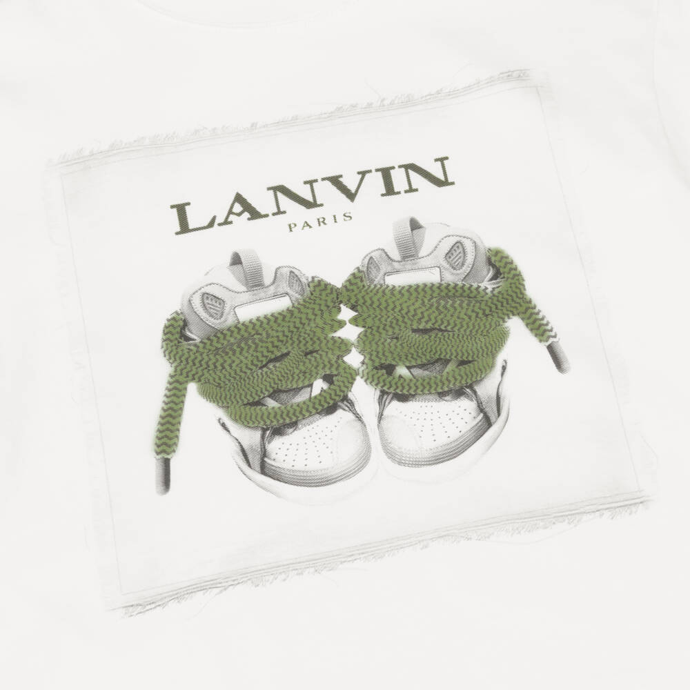 Lanvin-Ivory Cotton Curb Trainers T-Shirt | Childrensalon Outlet