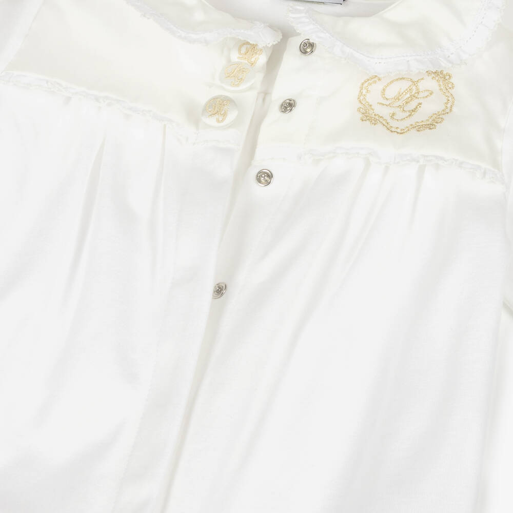 Dolce & Gabbana-Ivory Cotton Embroidered DG Babysuit Gift Set | Childrensalon Outlet