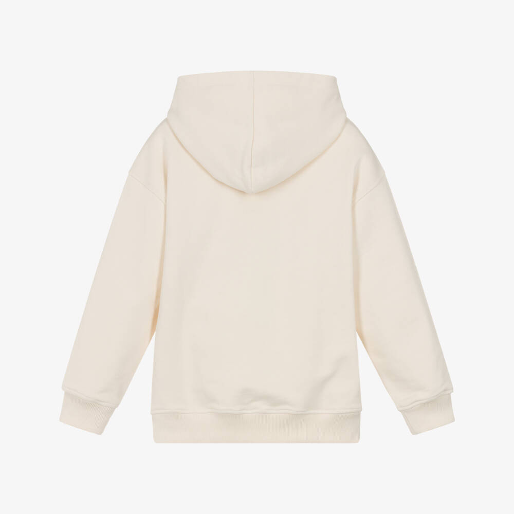 Moschino-Ivory Cotton Graffiti Teddy Bear Hoodie | Childrensalon Outlet