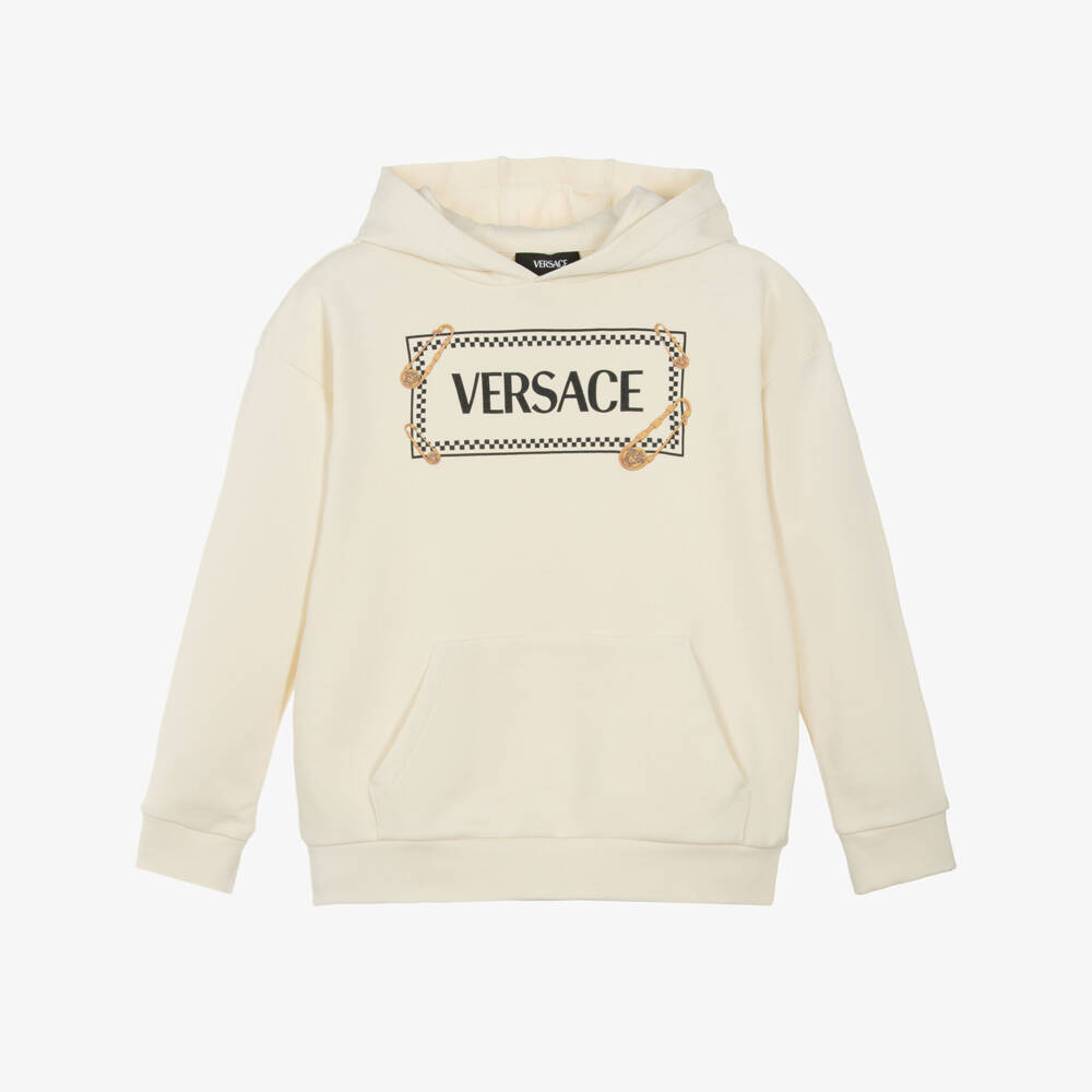 Versace-Кремовый хлопковый худи с логотипом | Childrensalon Outlet