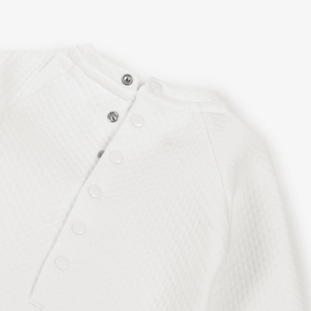 iDO-Ivory Cotton Jersey Teddy Bear Babygrow | Childrensalon Outlet