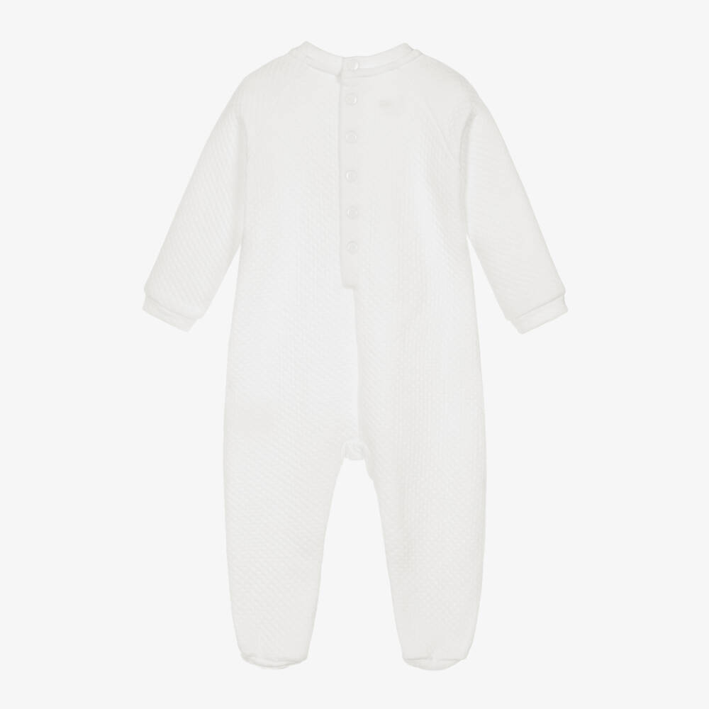 iDO-Ivory Cotton Jersey Teddy Bear Babygrow | Childrensalon Outlet