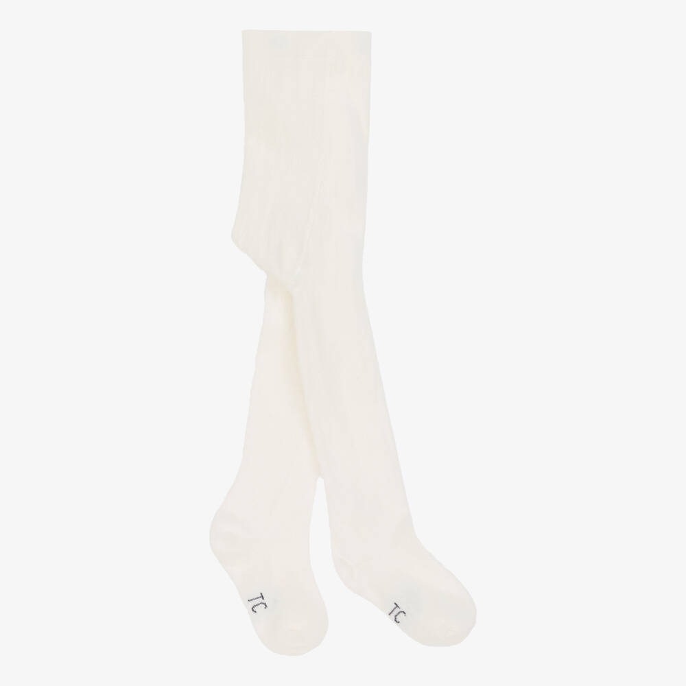 Tartine et Chocolat-Ivory Cotton Knit Tights | Childrensalon Outlet