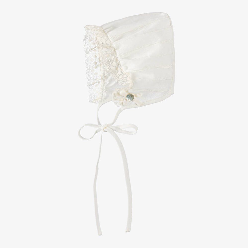 PAZ Rodríguez-Ivory Cotton & Lace Baby Bonnet | Childrensalon Outlet