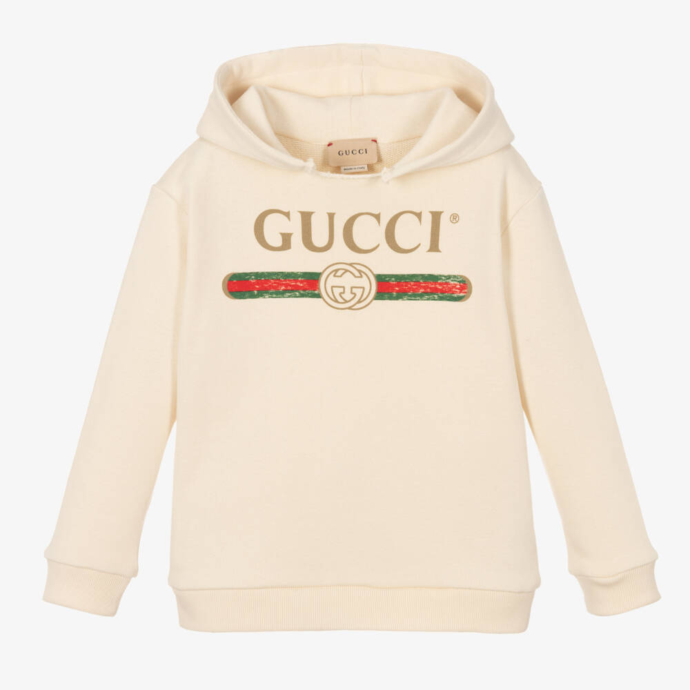 Gucci-Ivory Cotton Logo Hoodie | Childrensalon Outlet