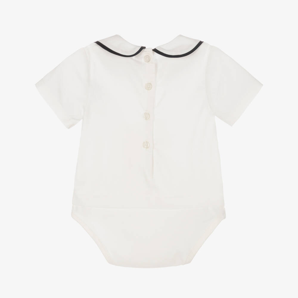 Rachel Riley-Ivory Cotton Short-Sleeved Bodysuit | Childrensalon Outlet