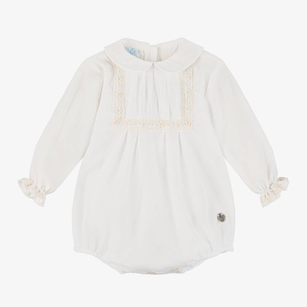 Artesanía Granlei-Ivory Embroidered Tulle Baby Shortie | Childrensalon Outlet
