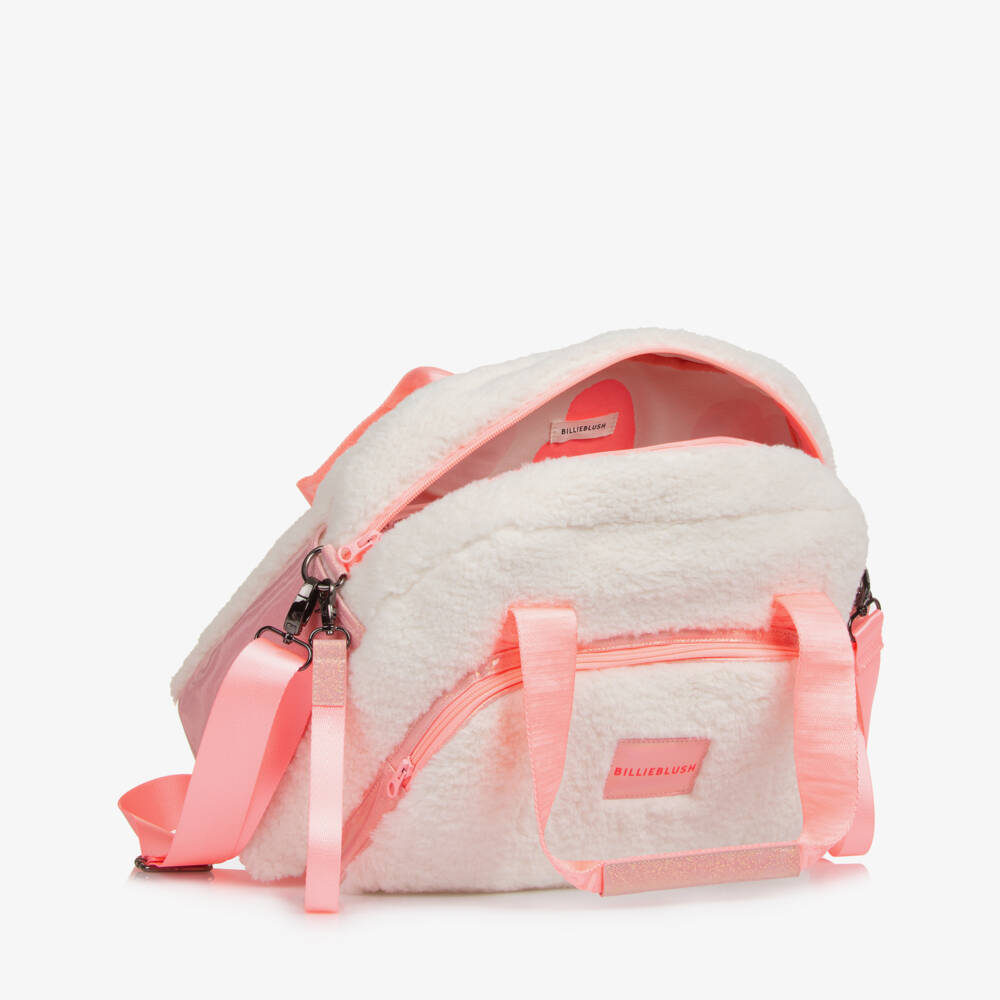 Billieblush-Ivory & Glittery Pink Sherpa Fleece Changing Bag (41cm) | Childrensalon Outlet