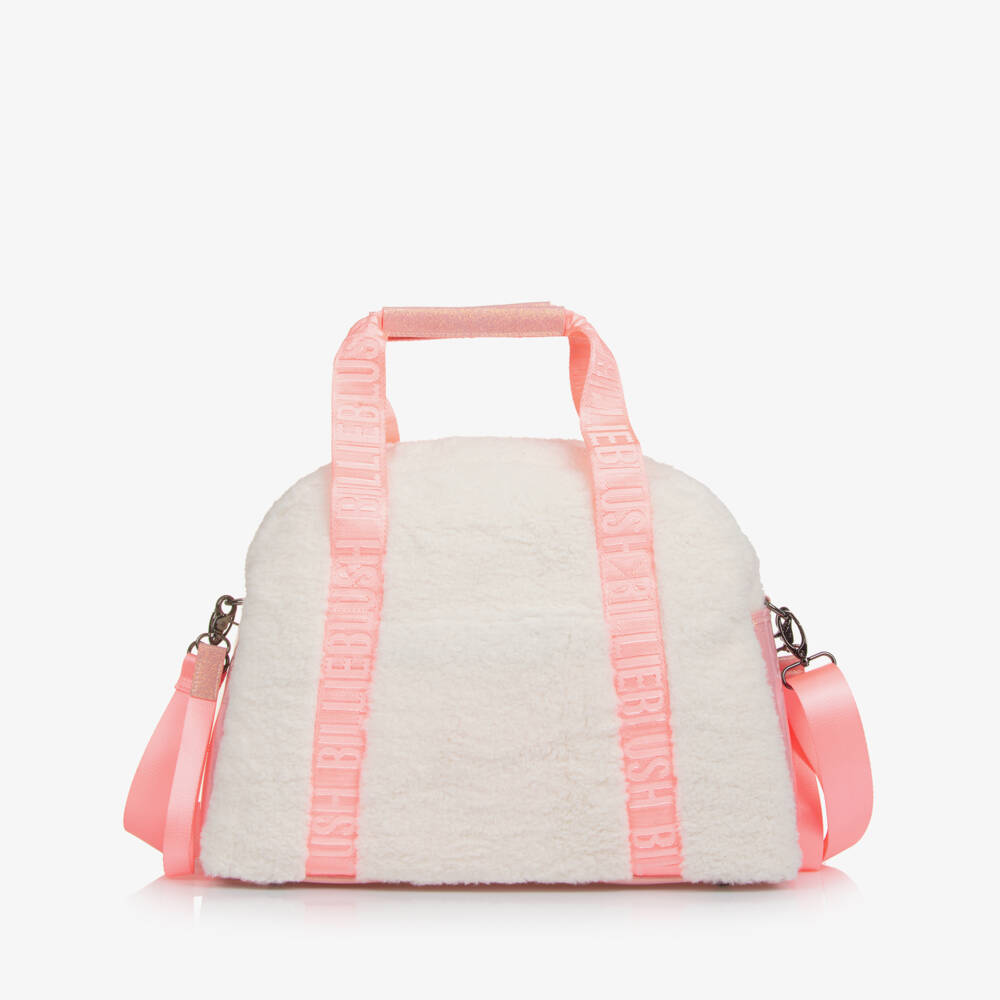 Billieblush-Ivory & Glittery Pink Sherpa Fleece Changing Bag (41cm) | Childrensalon Outlet