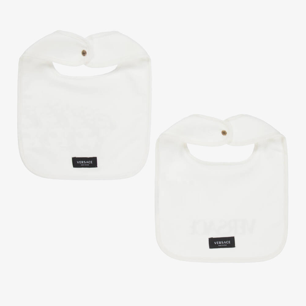 Versace-Ivory & Gold Bibs (2 Pack) | Childrensalon Outlet