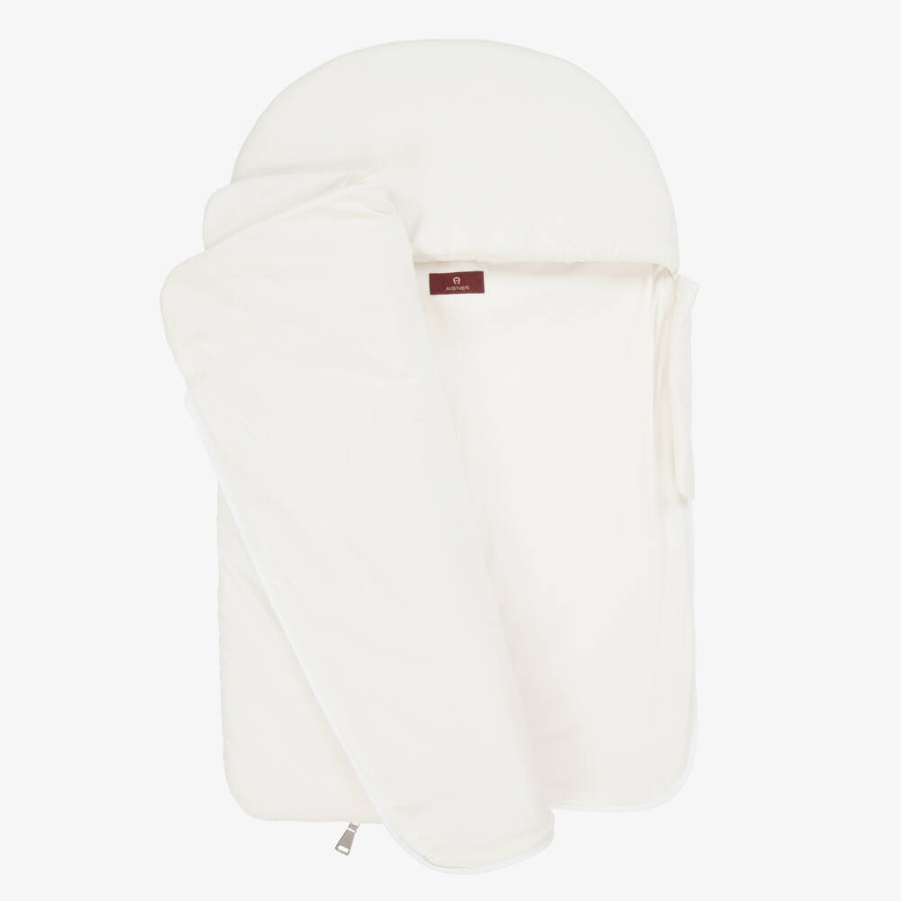 AIGNER-Ivory & Gold Pima Cotton Padded Baby Nest (72cm) | Childrensalon Outlet